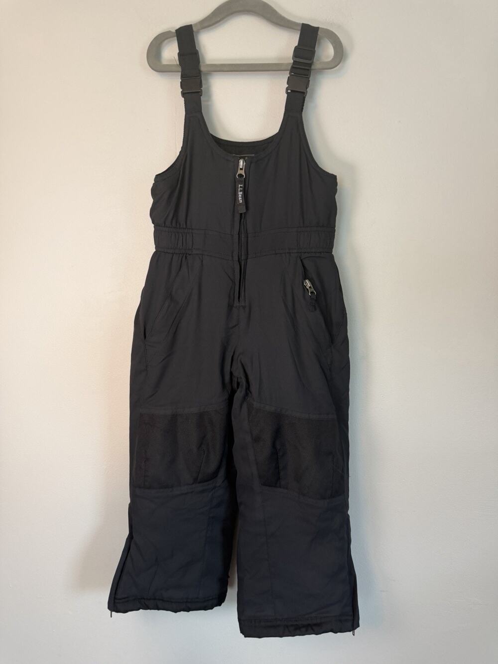 LL Bean Kids Snow Bibs Black Insulated Winter Overalls Size 4 Ski Sledding